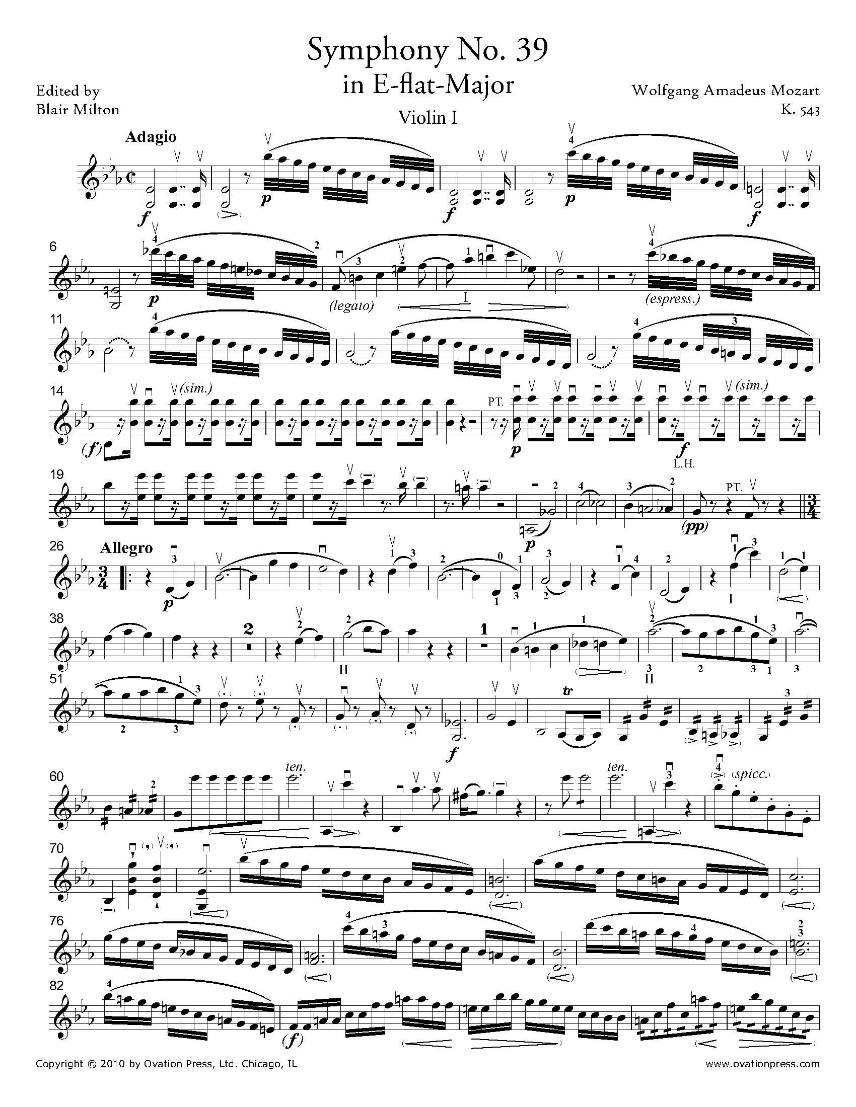 Symphony No. 39 Violin I