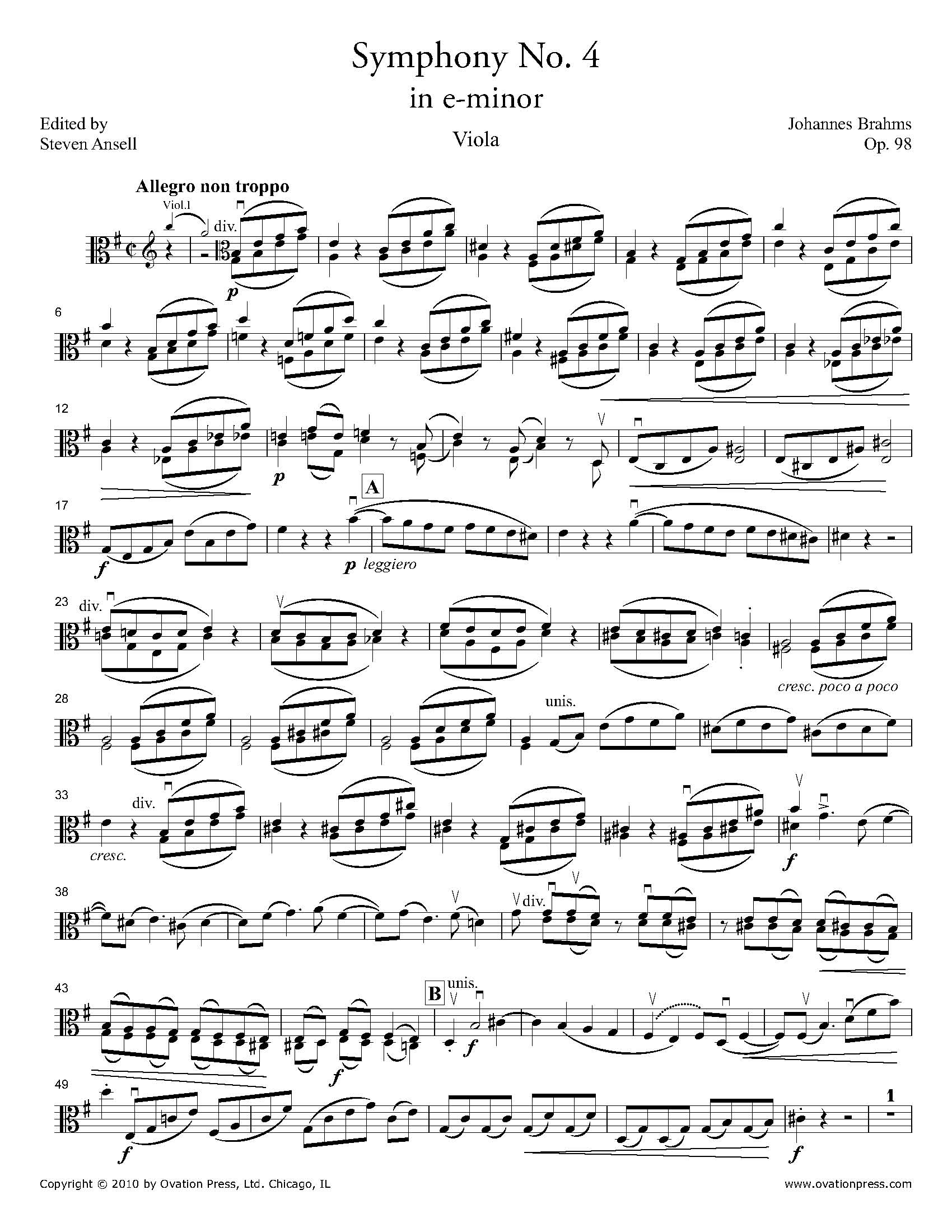 Symphony No. 4 Viola