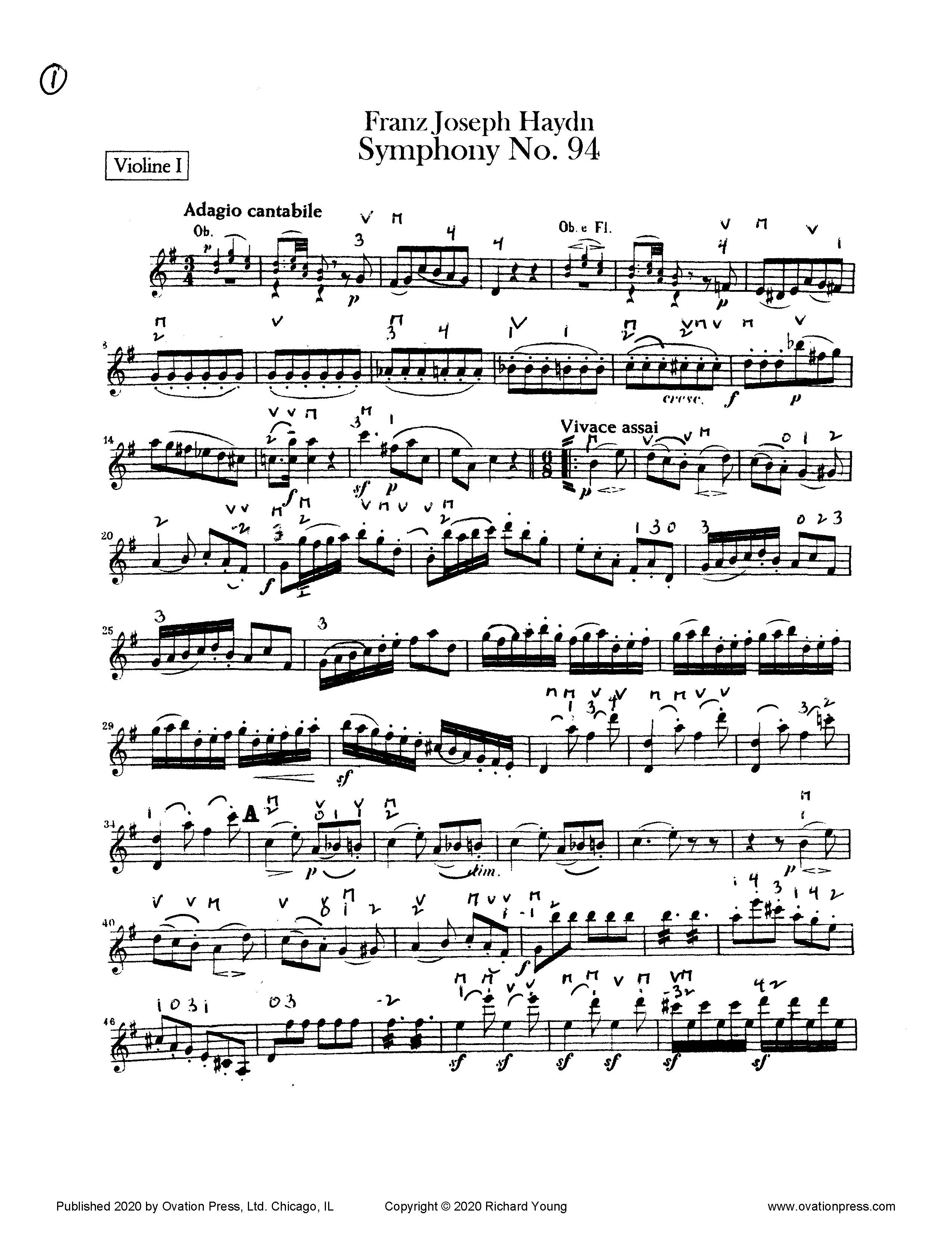 Symphony No. 94 (for Advanced Orchestra) String Parts (Vln I & II, Vla,  Vcl, Bass)