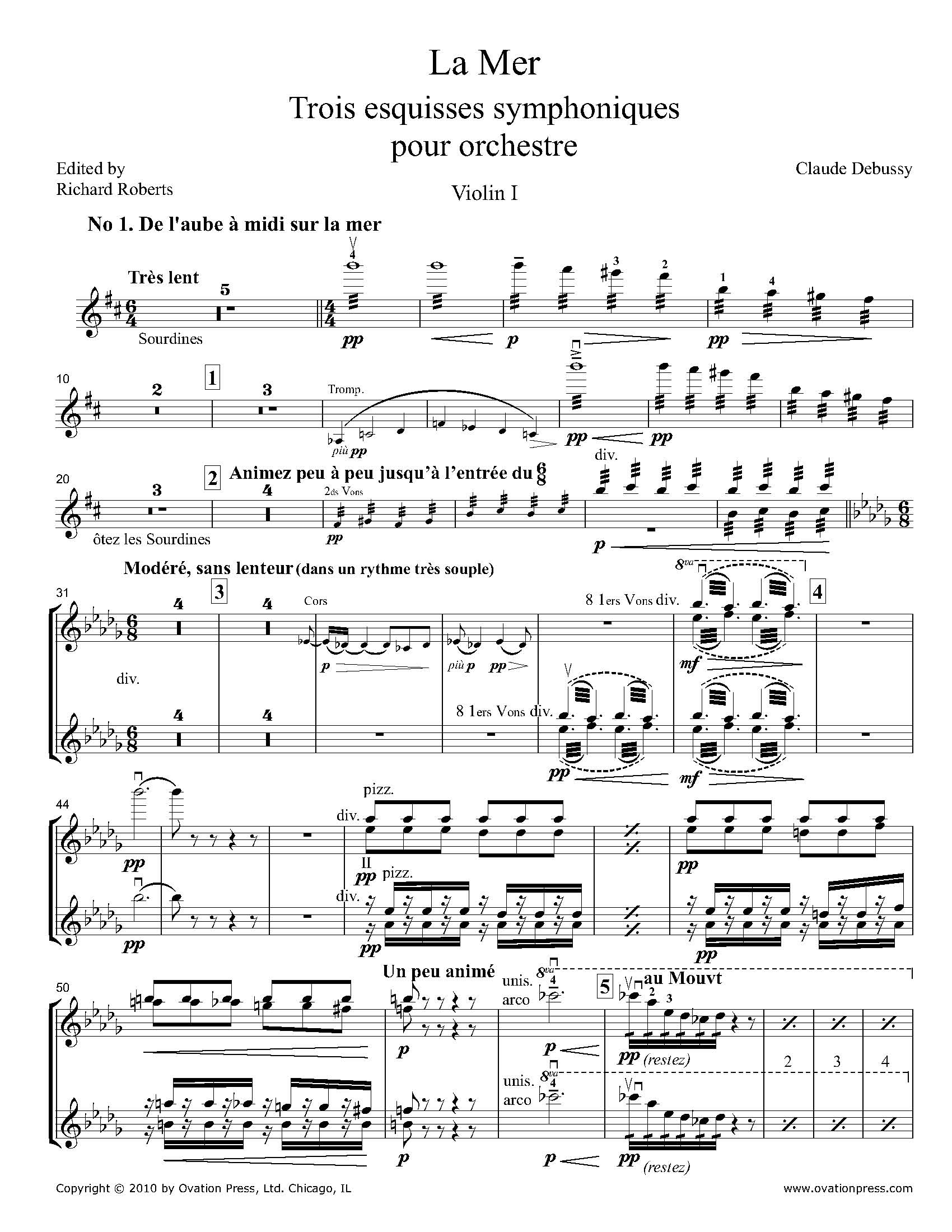 Debussy La Mer Violin I Part by Richard Roberts