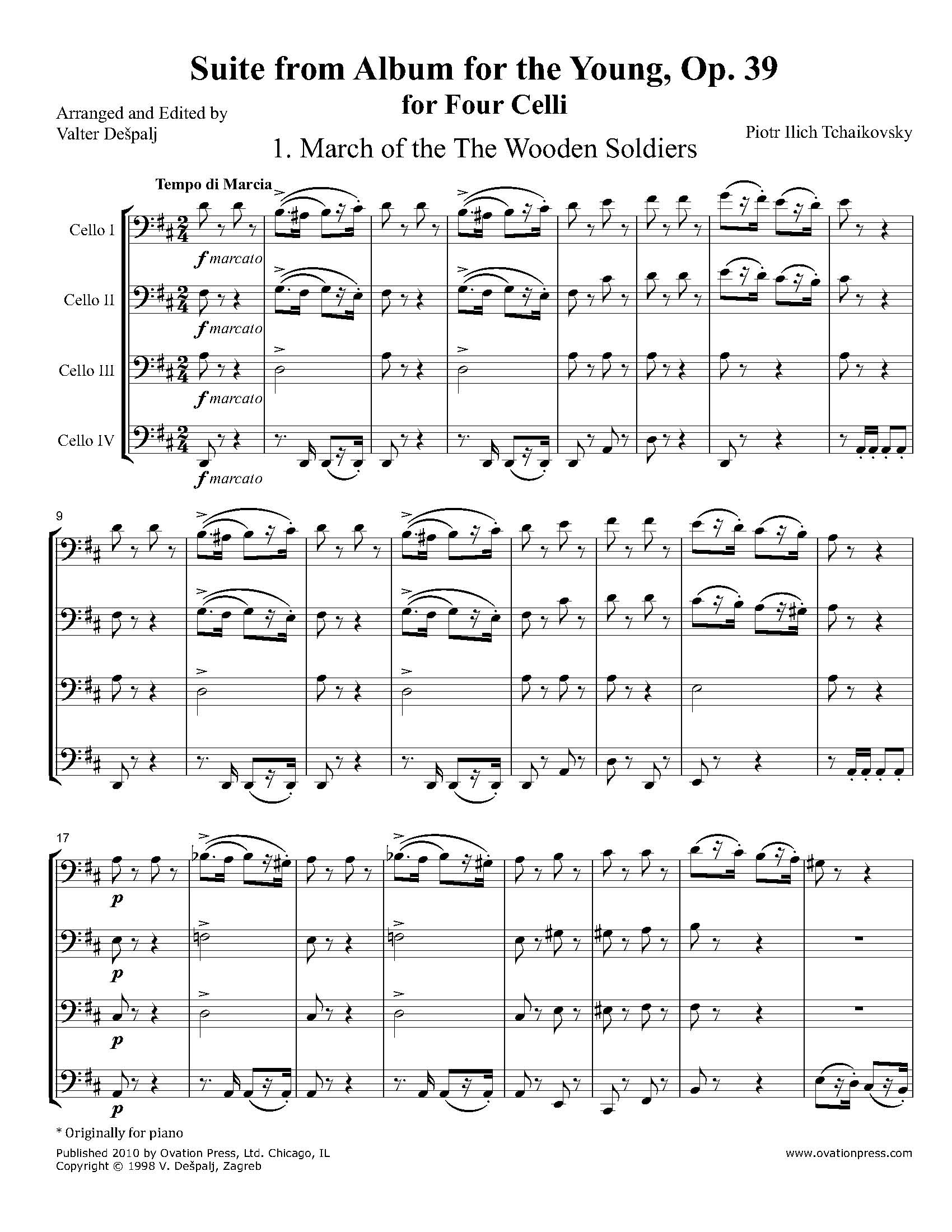 Suite from Album for the Young, Op. 39 (for 4 celli)