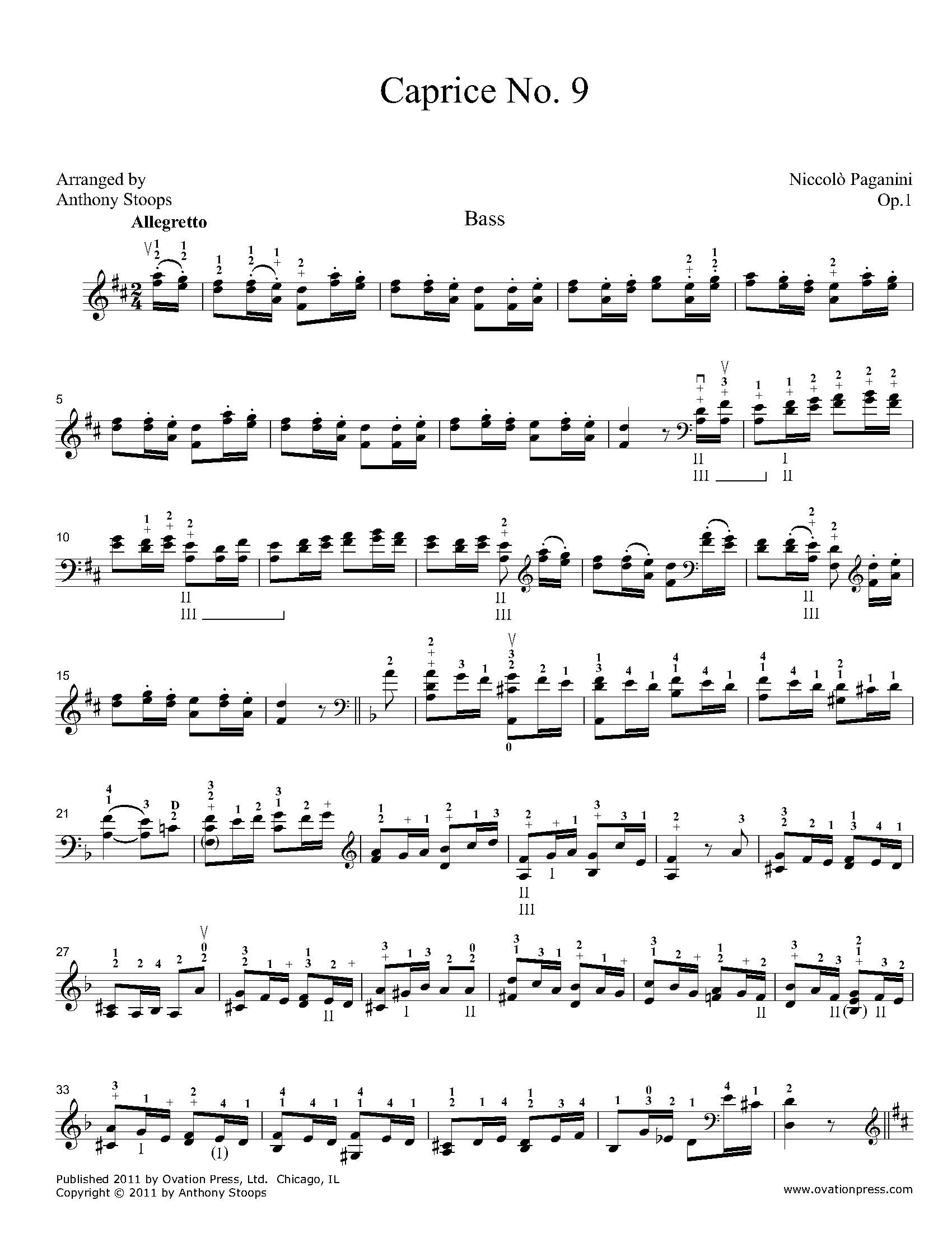 Paganini Caprice No. 9 for Bass
