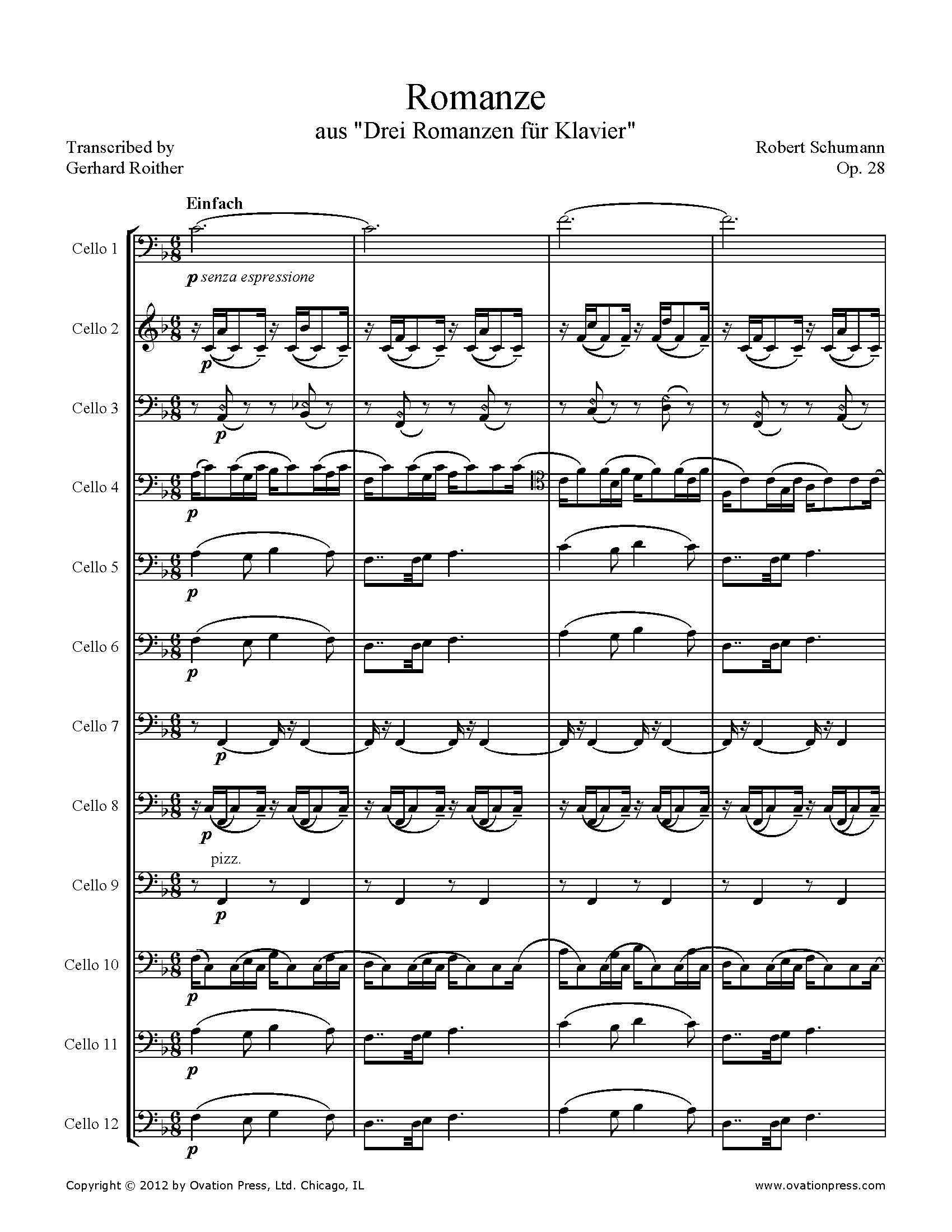 Schumann Romanze Arranged for 12 Celli
