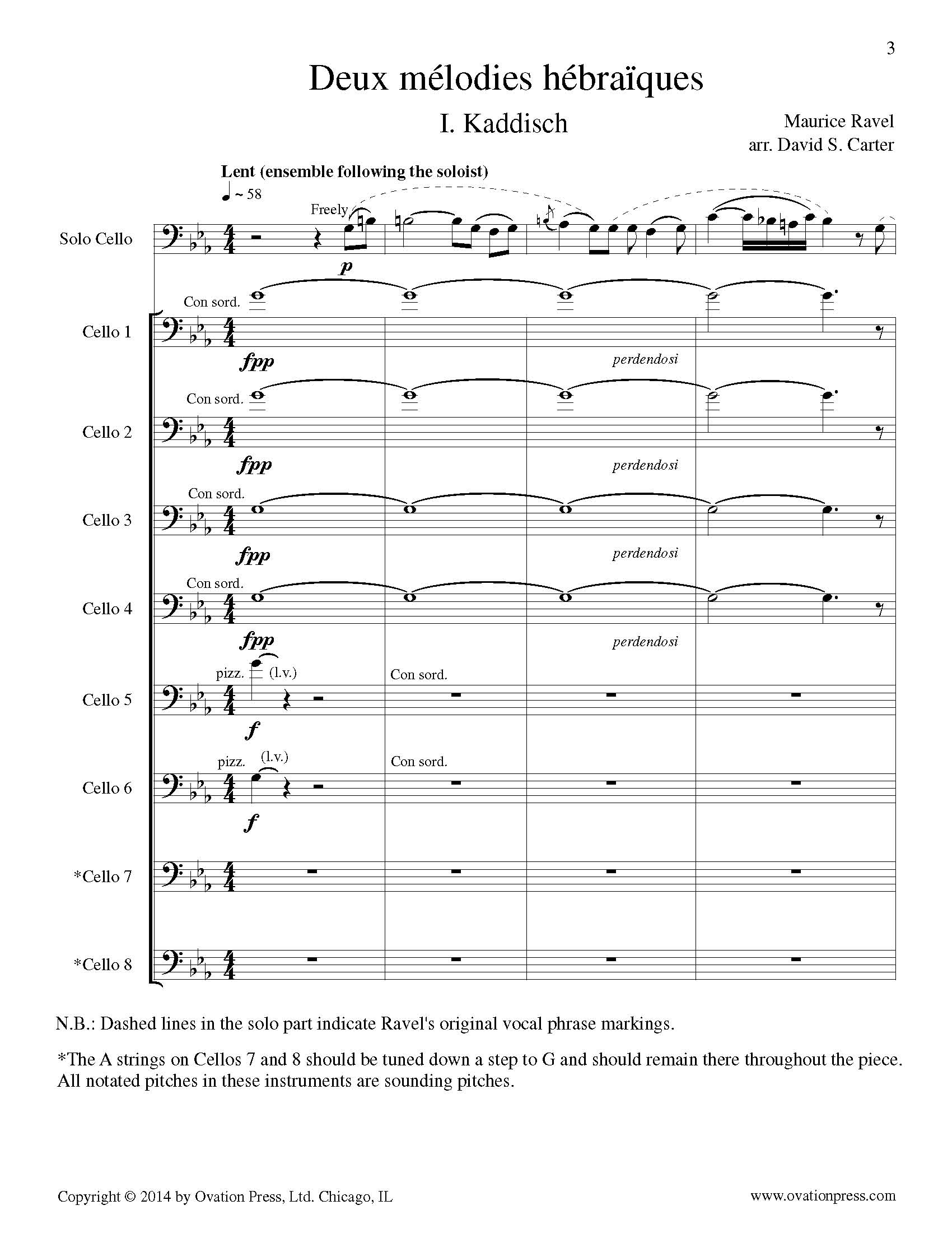 Ravel Kaddisch Arranged for 9 Celli